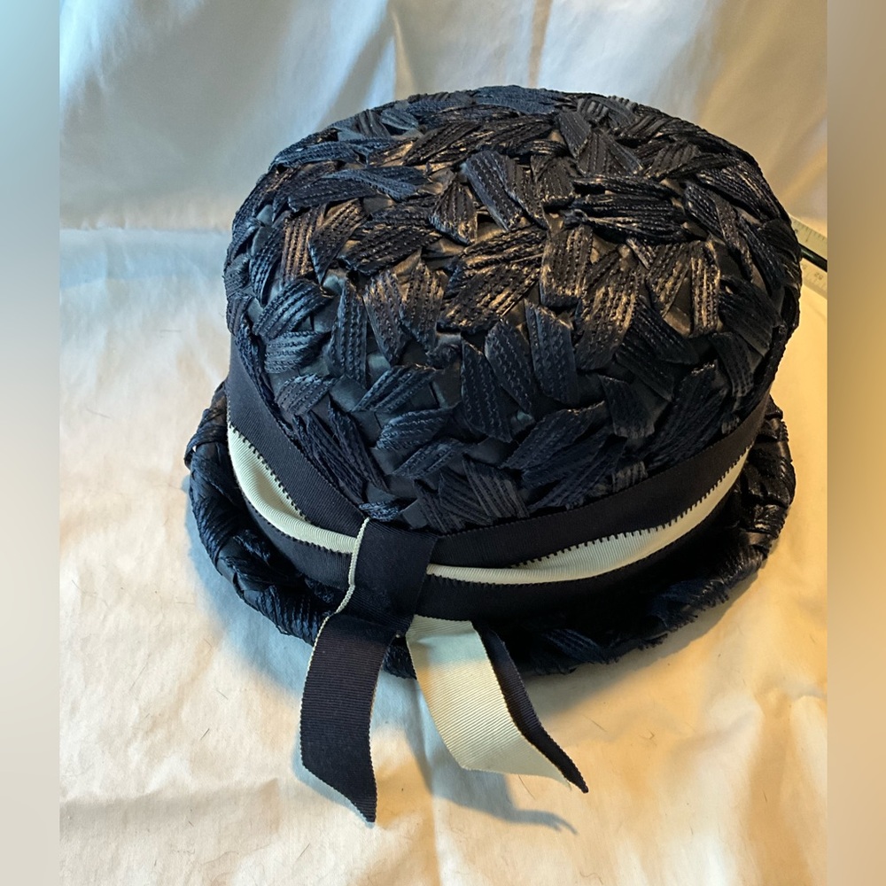 Antique straw pillbox hat